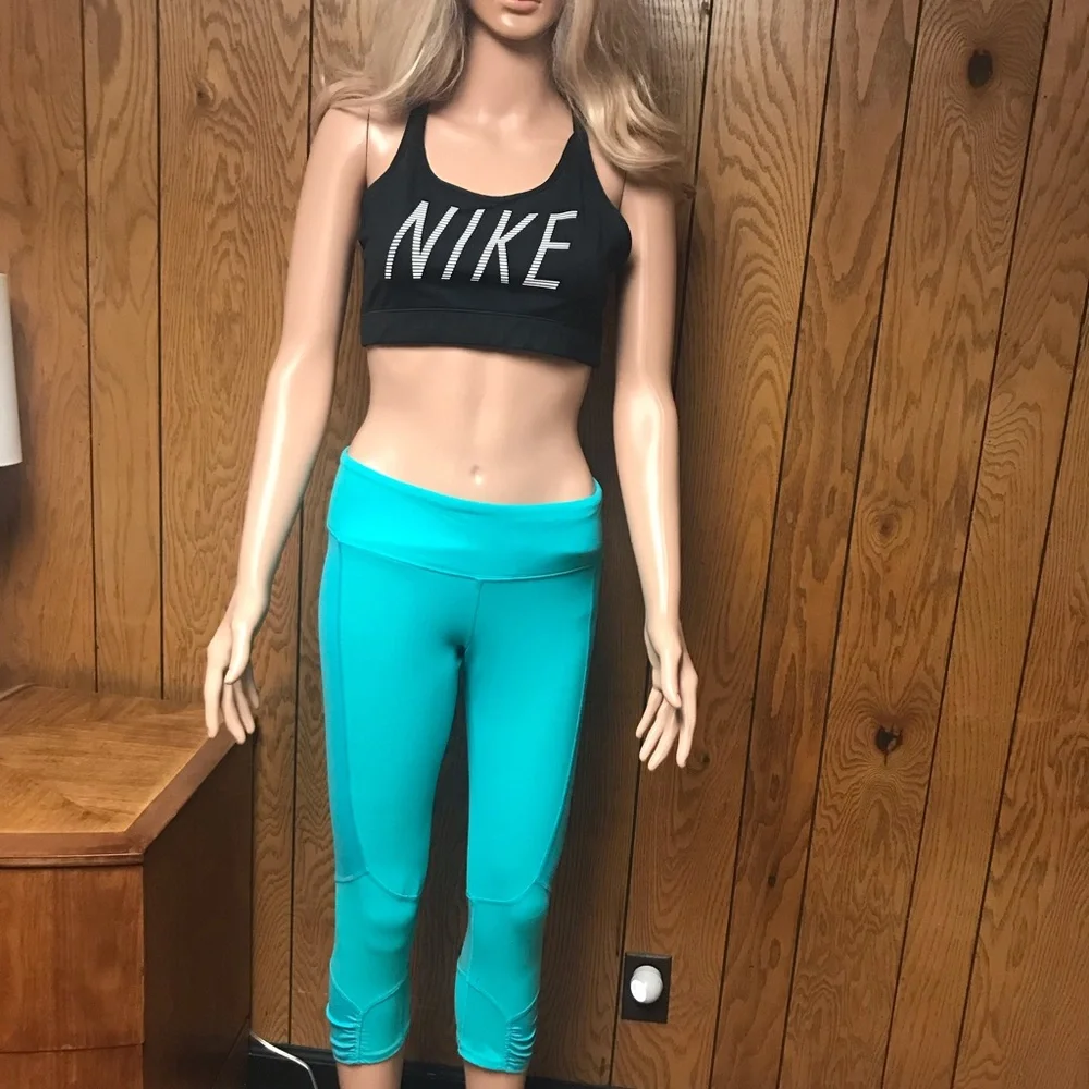 Alo yoga Cropped Workout-Leggings- Aqua Teal- Size None Good Condition - Picture 12 of 16